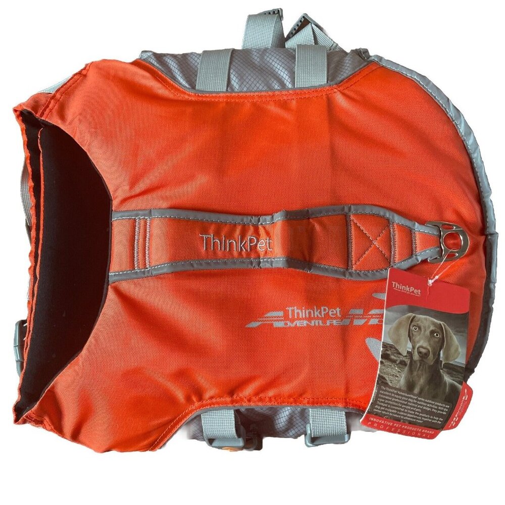ThinkPet Adventure More Dog Life Jacket Size L Large Orange Reflective New